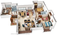 3 bhk floor plan of sheth avalon
