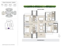 3 BHK Floor Plan of Asteria By Courtyard in Pokhran 2 Thane
