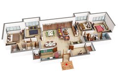 4 BHK Floor Plan of Asteria By Courtyard in Pokhran 2 Thane