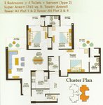 3 BHK unit floor plan