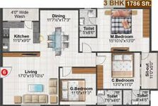 Floor Plan Of 3BHK Villa in Green Space Grand