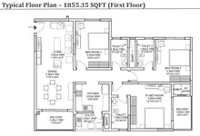 Sobha Morzaria Grandeur Phase 2 Floor Plan 3 BHK