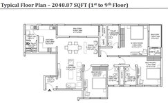 Sobha Morzaria Grandeur Phase 2 Floor Plan 3 BHK
