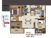 Floor Plan Of 3 BHk Apartment In Aakriti Honey Dew