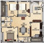 Floor Plan Of 3BHK Apartment in Girija Marvel