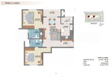 2 bhk floor plan Prestige Fontaine Bleau