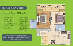2 bhk floor plan