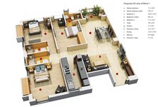 3 BHK floor plan of Signum Aristo