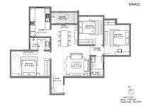3 BHK Floor Plan of Assetz Marq 2.0