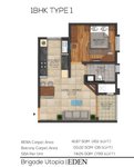 Brigade Cornerstone 1 bhk apartments floor plan