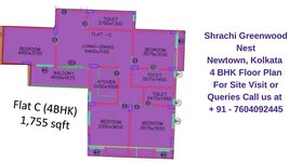 Shrachi Greenwood Nest Rajarhat, Kolkata 4 BHK Floor Plan