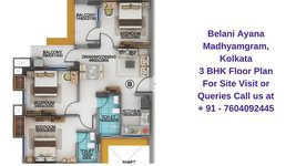 Belani Ayana Madhyamgram Kolkata 3 BHK Floor Plan | 1015 Sqft
