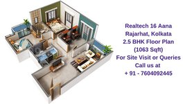 Realtech Nirman 16 Aana Rajarhat, Kolkata 2.5 BHK Floor Plan 1063 Sqft