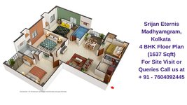 Srijan Eternis Madhyamgram, Kolkata 4 BHK Floor Plan 1637 Sqft