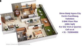 Shree Balaji Agora City Centre Karelibaug, Vadodara 3 BHK Floor Plan