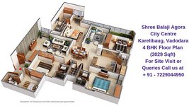 Shree Balaji Agora City Centre Karelibaug, Vadodara 4 BHK Floor Plan