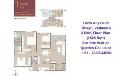 Earth Allyssum Bhayli, Vadodara 3 BHK Floor Plan 1525 Sqft