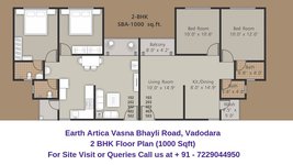 Earth Artica Vasna Bhayli Road, Vadodara 2 BHK Floor Plan 1000 Sqft