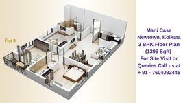 Mani Casa Newtown, Kolkata 3 BHK Floor Plan 1396 Sqft
