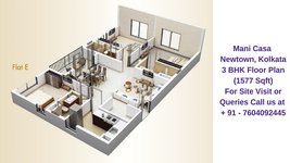 Mani Casa Newtown, Kolkata 3 BHK Floor Plan 1577 Sqft
