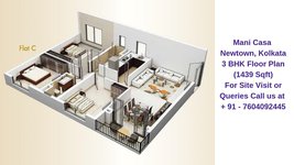 Mani Casa Newtown, Kolkata 3 BHK Floor Plan 1439 Sqft