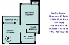 Merlin Aspire Newtown Kolkata 1 BHK Floor Plan 522 Sqft