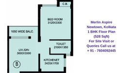 Merlin Aspire Newtown Kolkata 1 BHK Floor Plan 528 Sqft