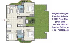 Magnolia Oxygen Rajarhat Kolkata 3 BHK Floor Plan 1430 Sqft