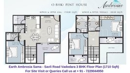 Earth Ambrosia Sama - Savli Road Vadodara 3 BHK Penthouse Floor Plan 1710 Sqft
