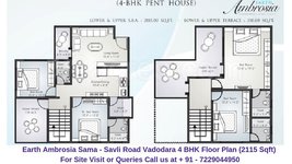 Earth Ambrosia Sama - Savli Road Vadodara 4 BHK Penthouse Floor Plan 2115 Sqft