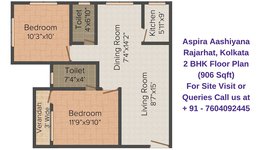 Aspira Aashiyana Rajarhat, Kolkata 2 BHK Floor Plan 906 Sqft