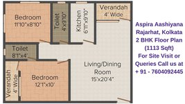 Aspira Aashiyana Rajarhat, Kolkata 2 BHK Floor Plan 1113 Sqft