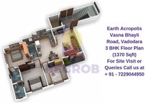 Earth Acropolis Vasna Bhayli Road, Vadodara 3 BHK Floor Plan 1370 Sqft
