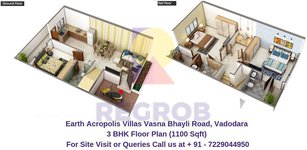 Earth Acropolis Villas Vasna Bhayli Road, Vadodara 3 BHK Floor Plan 1100 Sqft