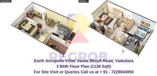 Earth Acropolis Villas Vasna Bhayli Road, Vadodara 3 BHK Floor Plan 1138 Sqft