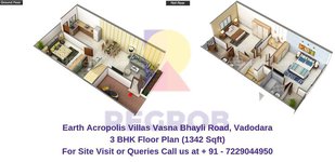 Earth Acropolis Villas Vasna Bhayli Road, Vadodara 3 BHK Floor Plan 1342 Sqft