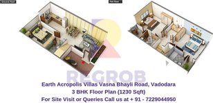 Earth Acropolis Villas Vasna Bhayli Road, Vadodara 3 BHK Floor Plan 1230 Sqft