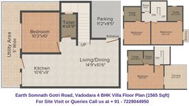 Earth Somnath Gotri Road, Vadodara 4 BHK Villa Floor Plan 1565 Sqft