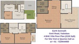 Earth Somnath Gotri Road, Vadodara 4 BHK Villa Floor Plan 2130 Sqft
