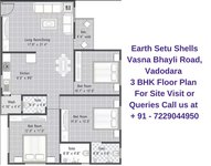Earth Setu Shells Vasna Bhayli Road, Vadodara 3 BHK Floor Plan