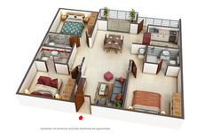 3 BHK Floor Plan of Disha Courtyard