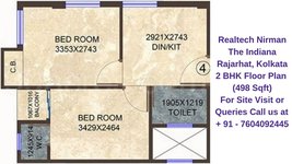 Realtech Nirman The Indiana Rajarhat, Kolkata 2 BHK Floor Plan 498 Sqft