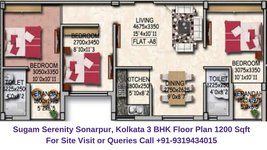 Sugam Serenity Sonarpur Station Road, Kolkata 3 BHK Floor Plan 1200 Sqft