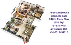 Fountain Exotica Garia Main Road, Kolkata 3 BHK Floor Plan 1652 Sqft