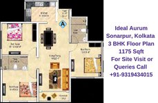 Ideal Aurum Sonarpur, Kolkata 3 BHK Floor Plan 1175 Sqft