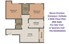 Baron Enclave Sonarpur, Kolkata 2 BHK Floor Plan 990 Sqft