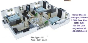 Sonar Bhoomi Sonarpur, Kolkata 3 BHK Floor Plan 1004 Sqft