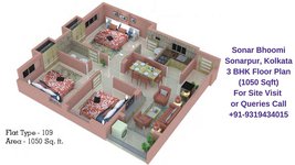 Sonar Bhoomi Sonarpur, Kolkata 3 BHK Floor Plan 1050 Sqft