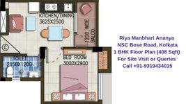 Riya Manbhari Ananya NSC Bose Road, Kolkata 1 BHK Floor Plan 408 Sqft