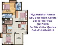 Riya Manbhari Ananya NSC Bose Road, Kolkata 3 BHK Floor Plan 1217 Sqft
